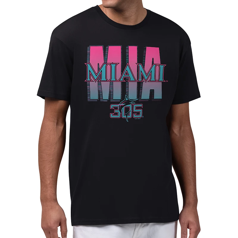 Men's Starter Black Miami Marlins City Connect Abbreviation T-Shirt