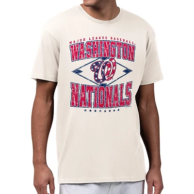 Men's Starter Cream Washington Nationals Distressed Cooperstown Diamond T-Shirt