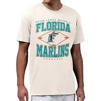Men's Starter  Cream Florida Marlins Distressed Cooperstown Diamond T-Shirt