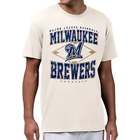 Men's Starter  Cream Milwaukee Brewers Distressed Cooperstown Diamond T-Shirt