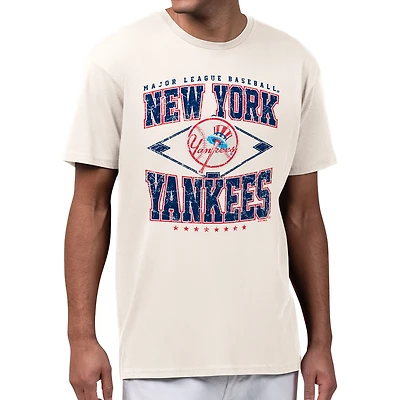 Men's Starter  Cream New York Yankees Distressed Cooperstown Diamond T-Shirt
