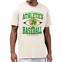 Men's Starter  Cream Athletics Distressed Cooperstown Diamond T-Shirt