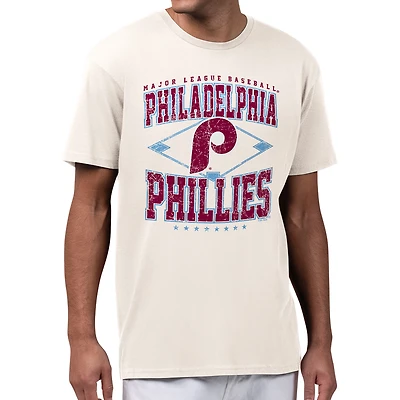Men's Starter  Cream Philadelphia Phillies Distressed Cooperstown Diamond T-Shirt
