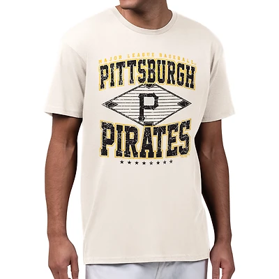 Men's Starter  Cream Pittsburgh Pirates Distressed Cooperstown Diamond T-Shirt