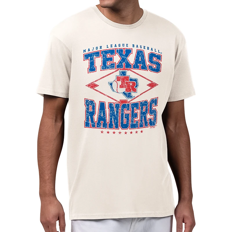 Men's Starter Cream Texas Rangers Distressed Cooperstown Diamond T-Shirt