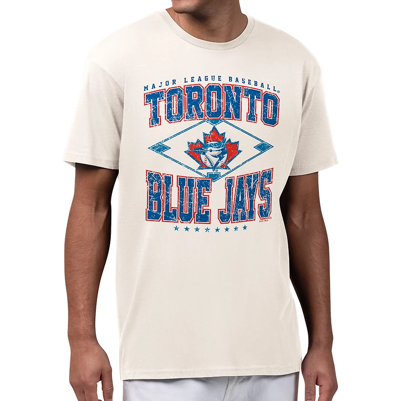 Men's Starter Cream Toronto Blue Jays Distressed Cooperstown Diamond T-Shirt