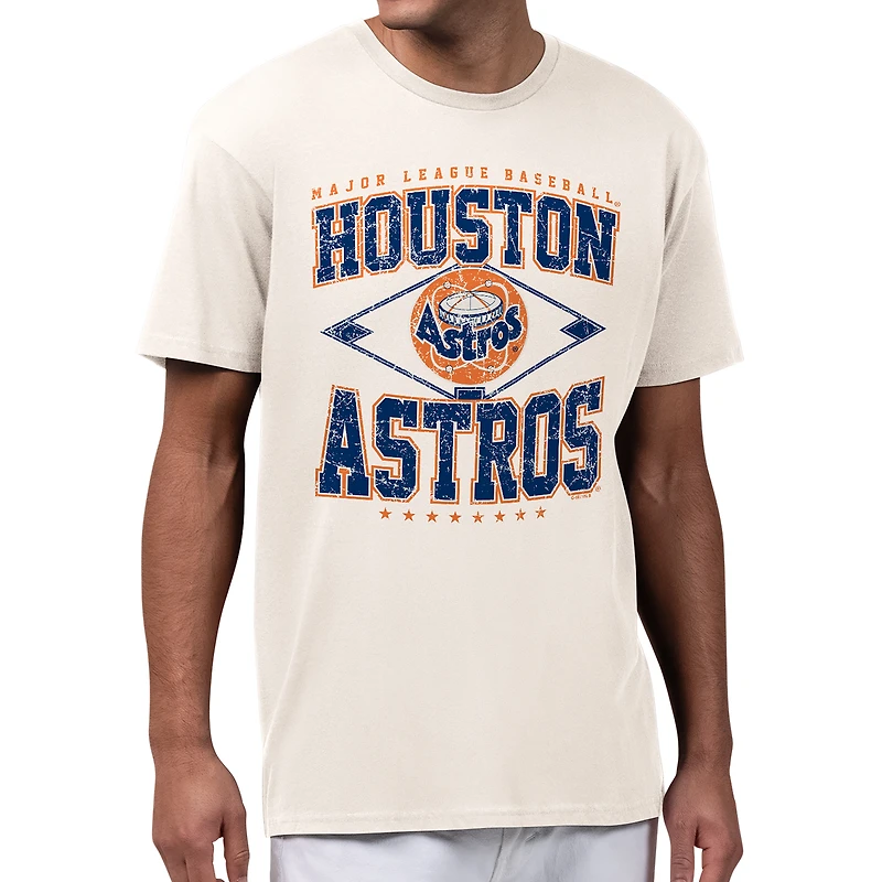 Men's Starter Cream Houston Astros Distressed Cooperstown Diamond T-Shirt
