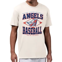 Men's Starter  Cream Los Angeles Angels Distressed Cooperstown Diamond T-Shirt