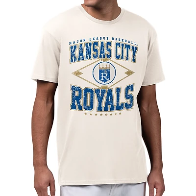 Men's Starter  Cream Kansas City Royals Distressed Cooperstown Diamond T-Shirt