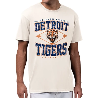 Men's Starter Cream Detroit Tigers Distressed Cooperstown Diamond T-Shirt