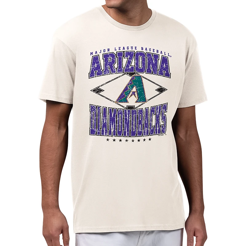 Men's Starter Cream Arizona Diamondbacks Distressed Cooperstown Diamond T-Shirt