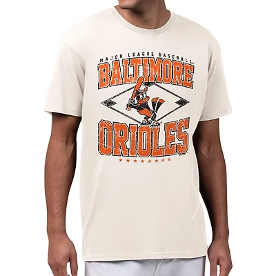 Men's Starter Cream Baltimore Orioles Distressed Cooperstown Diamond T-Shirt