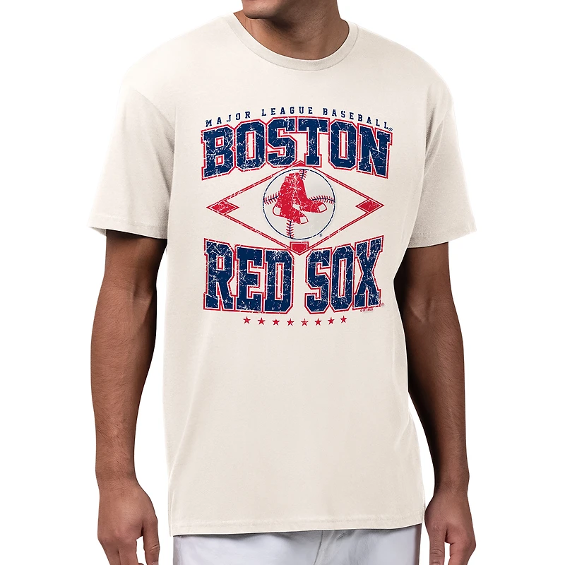 Men's Starter Cream Boston Red Sox Distressed Cooperstown Diamond T-Shirt