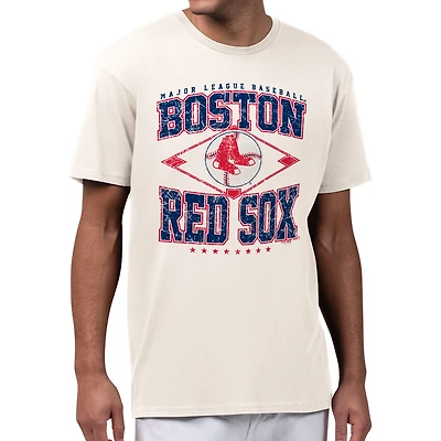 Men's Starter Cream Boston Red Sox Distressed Cooperstown Diamond T-Shirt