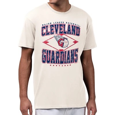 Men's Starter Cream Cleveland Guardians Distressed Diamond T-Shirt