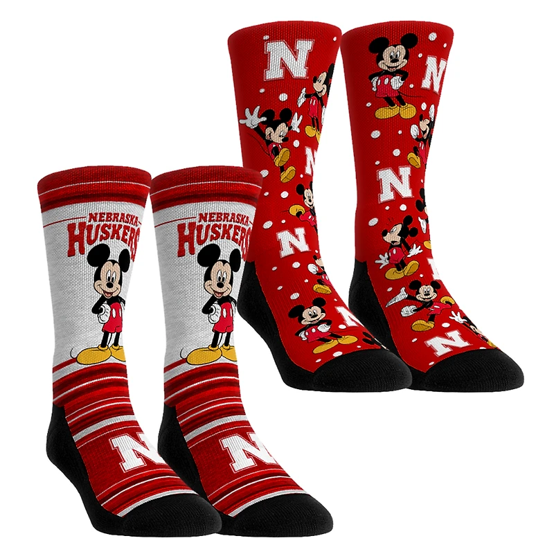 Youth Rock Em Socks Nebraska Huskers Mickey Mouse Two-Pack Crew Socks Set