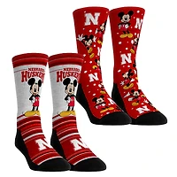 Youth Rock Em Socks Nebraska Huskers Mickey Mouse Two-Pack Crew Socks Set