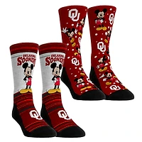 Youth Rock Em Socks Oklahoma Sooners Mickey Mouse Two-Pack Crew Socks Set