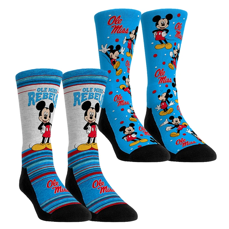 Youth Rock Em Socks Ole Miss Rebels Mickey Mouse Two-Pack Crew Socks Set