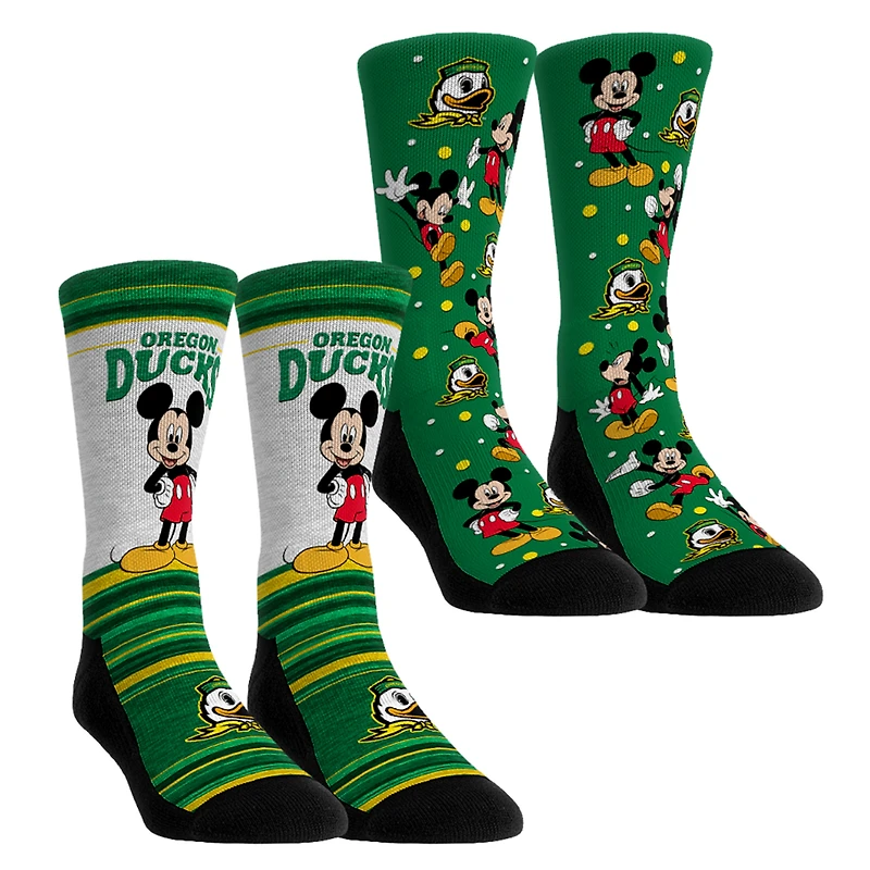 Youth Rock Em Socks Oregon Ducks Mickey Mouse Two-Pack Crew Socks Set