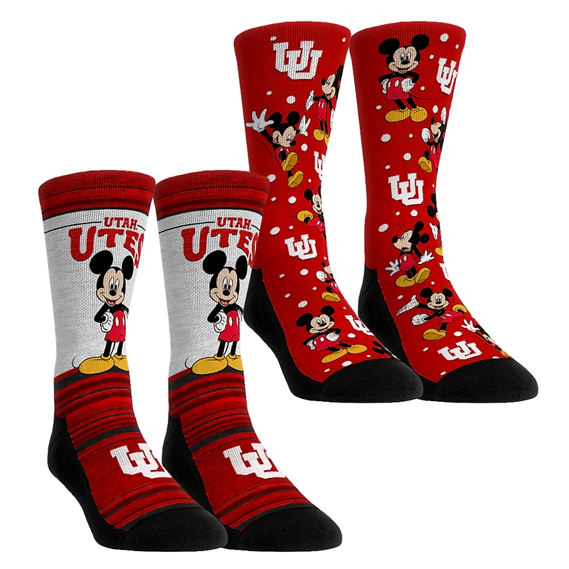 Youth Rock Em Socks Utah Utes Mickey Mouse Two-Pack Crew Socks Set