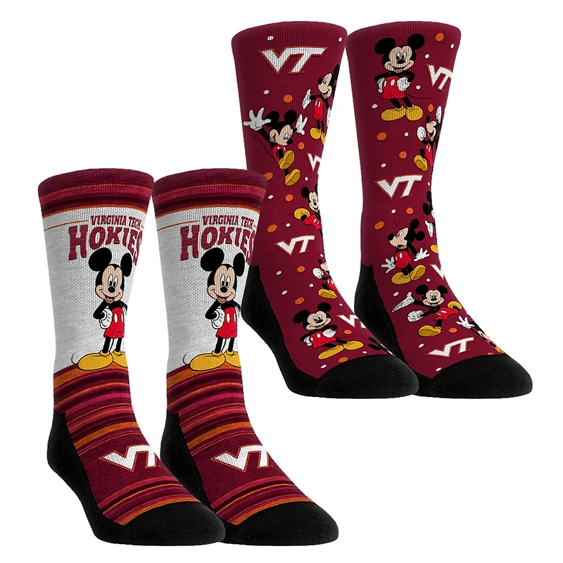 Youth Rock Em Socks Virginia Tech Hokies Mickey Mouse Two-Pack Crew Socks Set