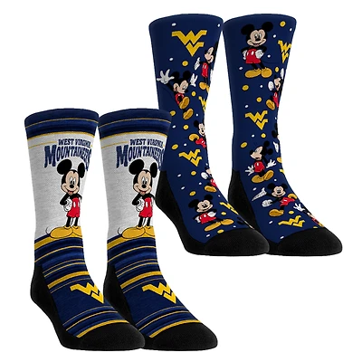 Youth Rock Em Socks West Virginia Mountaineers Mickey Mouse Two-Pack Crew Socks Set