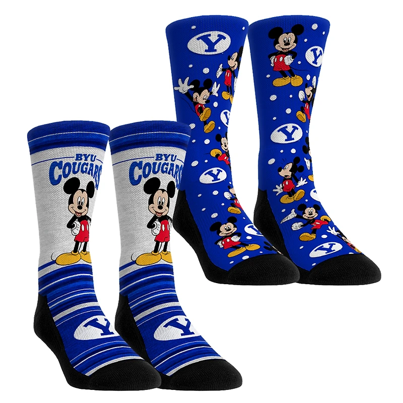 Youth Rock Em Socks BYU Cougars Mickey Mouse Two-Pack Crew Socks Set