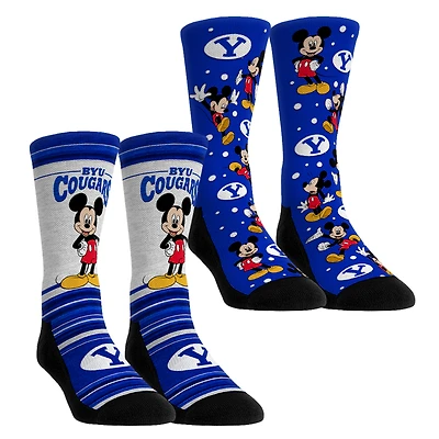 Youth Rock Em Socks BYU Cougars Mickey Mouse Two-Pack Crew Socks Set
