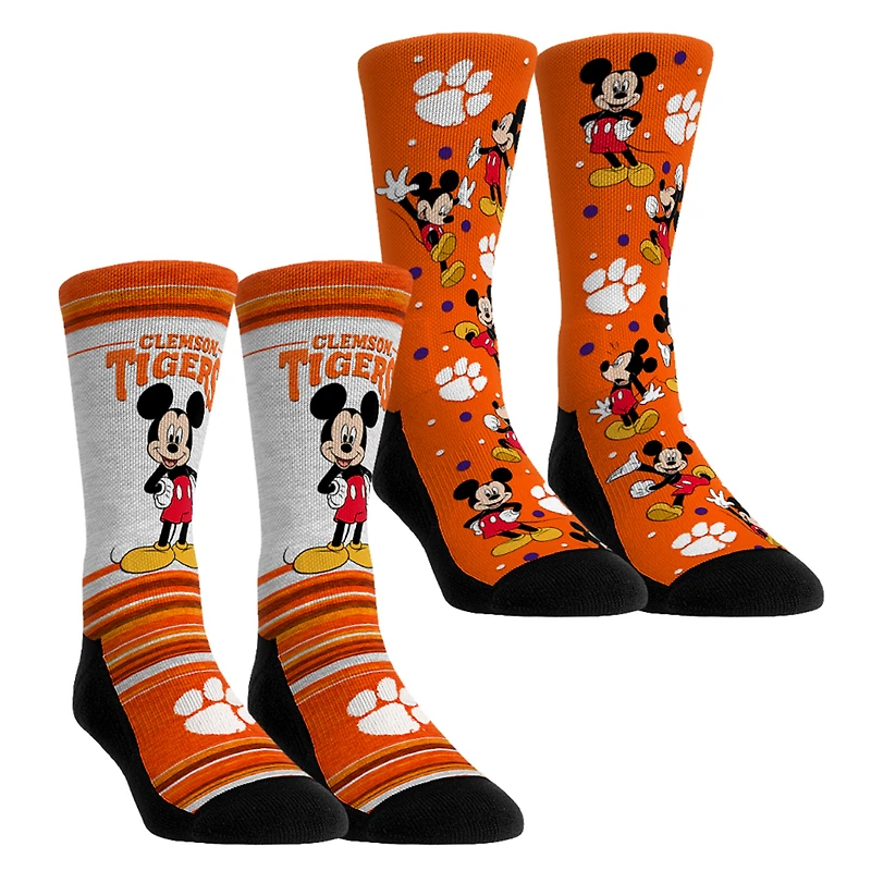 Youth Rock Em Socks Clemson Tigers Mickey Mouse Two-Pack Crew Socks Set