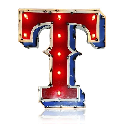 Imperial Texas Rangers Recycled Metal Lighted Logo Sign