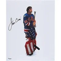 Jim Craig Team USA Autographed 16" x 20" 1980 Olympics Holding Stick & Flag Photograph