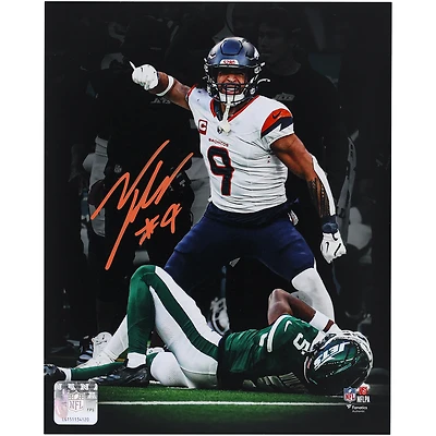Talanoa Hufanga Denver Broncos Autographed 8" x 10" Celebration Standing over Garrett Wilson Spotlight Photograph