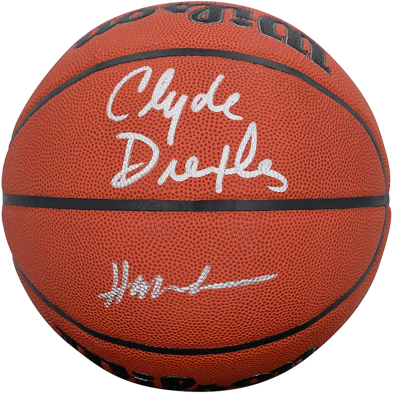Clyde Drexler & Hakeem Olajuwon Houston Rockets Autographed Wilson Authentic Series Indoor/Outdoor Basketball