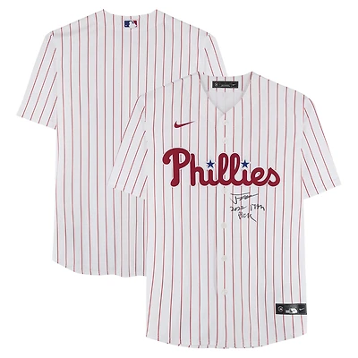 Justin Crawford Philadelphia Phillies Autographed Nike Replica Jersey with "2022 17th Pick" Inscription