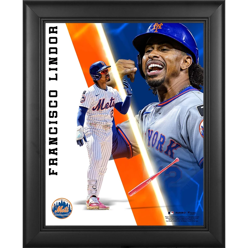 Francisco Lindor New York Mets Framed 13" x 16" Radiance Collage