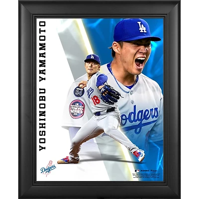 Yoshinobu Yamamoto Los Angeles Dodgers Framed 13" x 16" Radiance Collage