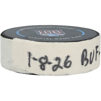 Jason Zucker Buffalo Sabres Game-Used Goal Puck vs. New York Rangers on January 8, 2026