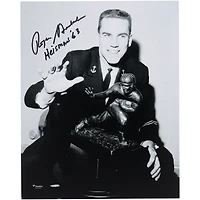 Roger Staubach Navy Midshipmen Autographed 8" x 10" Posing with the Heisman Trophy Photograph with "Heisman '63" Inscription