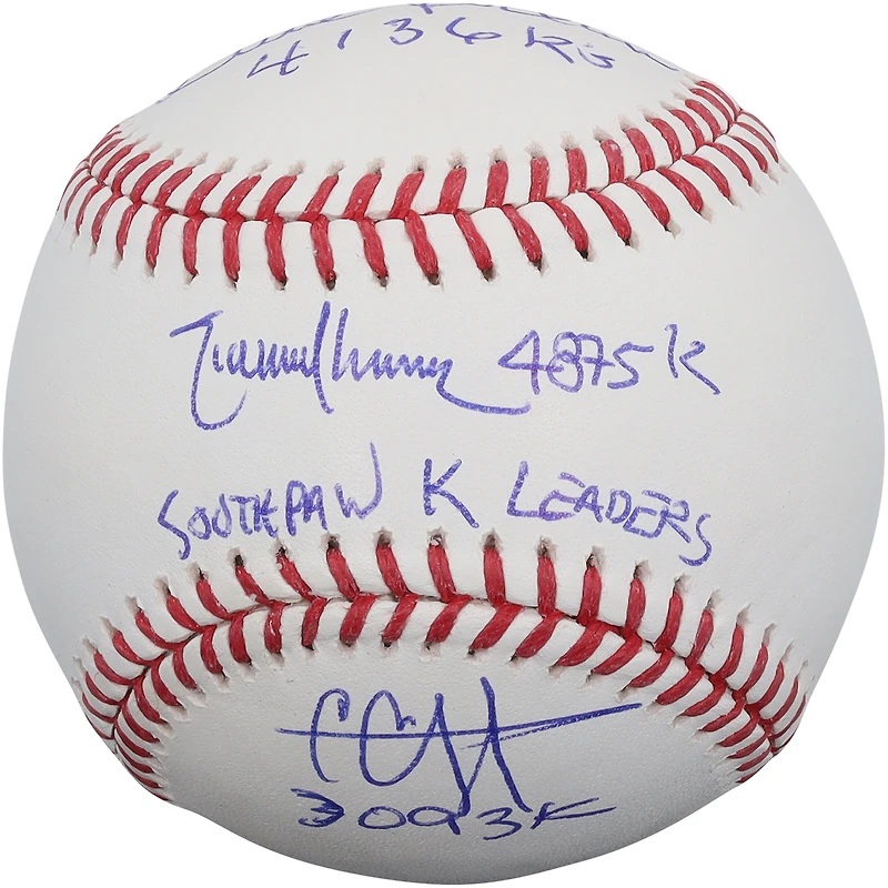 Randy Johnson, Steve Carlton & CC Sabathia Autographed Southpaw Strikeout Leaders Baseball with Multiple Inscriptions - Limited Edition of 25