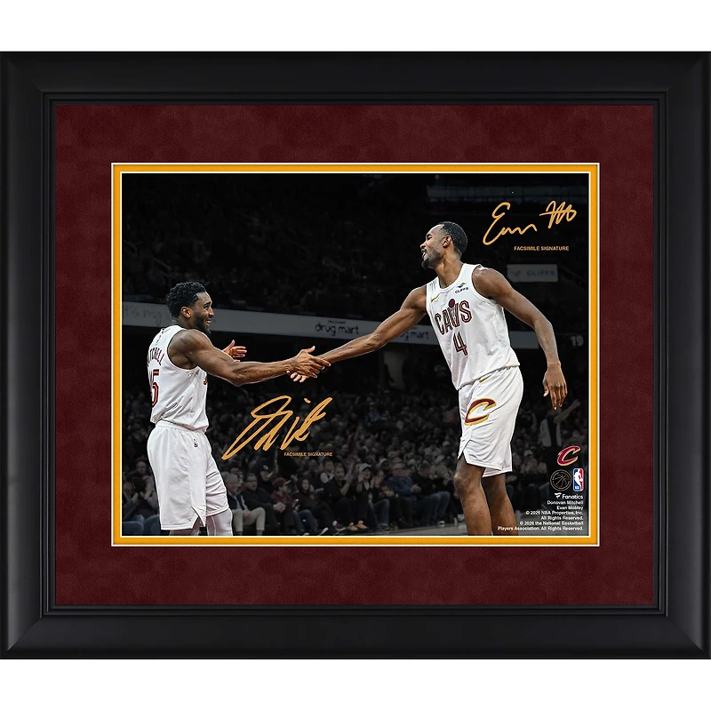 Donovan Mitchell & Evan Mobley Cleveland Cavaliers Facsimile Signature Framed 11" x 14" Spotlight Photograph
