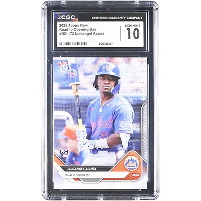 Luisangel Acuña New York Mets 2025 Topps Now Road to Opening Day #OD-173 CGC Authenticated 10 Rookie Card