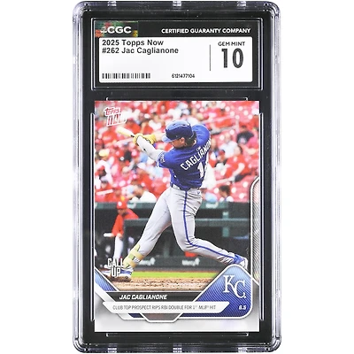 Jac Caglianone Kansas City Royals 2025 Topps Now Club Top Prospect Rips RBI Double for 1st MLB Hit #262 CGC Authenticated 10 Card