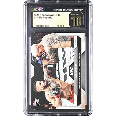 Ilia Topuria UFC 2025 Topps Now UFC Earns UFC Lightweight Title Via Thunderous KO #18 CGC Authenticated PRISTINE 10 Card