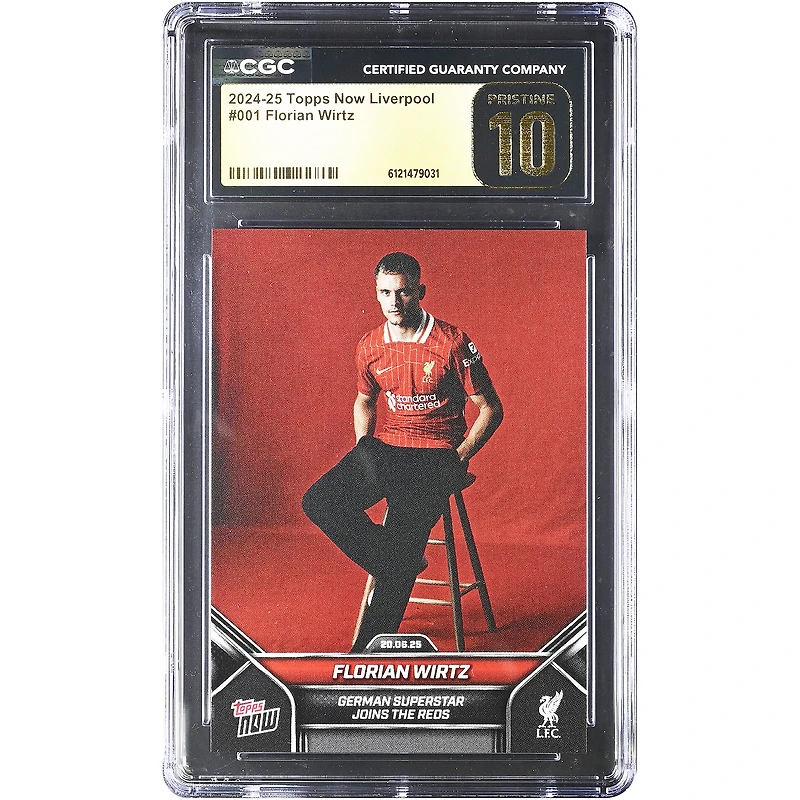 Florian Wirtz Liverpool 2024-25 Topps Now Liverpool German Superstar Joins the Reds #1 CGC Authenticated PRISTINE 10 Card