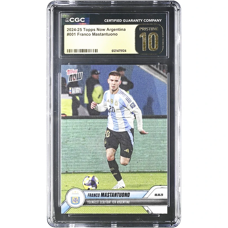 Franco Mastantuono Argentina National Team 2024-25 Topps Now Argentina Youngest Debutant for Argentina #1 CGC Authenticated PRISTINE 10 Card