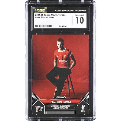 Florian Wirtz Liverpool 2024-25 Topps Now Liverpool German Superstar Joins the Reds #1 CGC Authenticated Card
