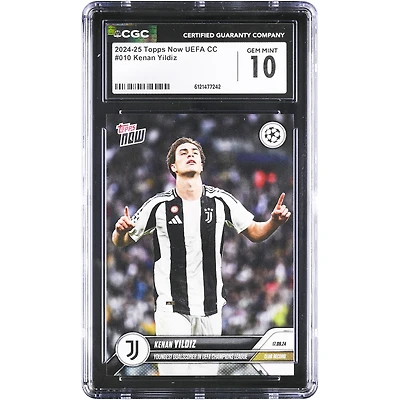 Kenan Yıldız Juventus 2024-25 Topps Now UEFA CC Youngest Goalscorer in UEFA Champions League #10 CGC Authenticated 10 Card