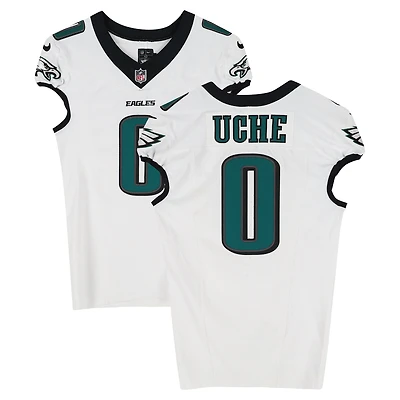 Josh Uche Philadelphia Eagles Game-Used #0 White Jersey vs. Green Bay Packers on November 10, 2025