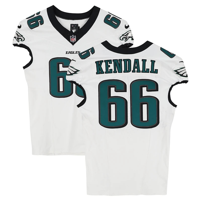 Drew Kendall Philadelphia Eagles Game-Used #66 White Jersey vs. Green Bay Packers on November 10, 2025